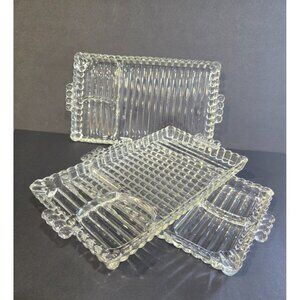 VTG Hazel Atlas Ball & Rib: Sip, Snack & Smoke Divided Trays, Set of 3